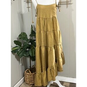Unsubscribed‎ Asymmetrical Tiered Dress Size 4 Silk Tank Tan Sleeveless